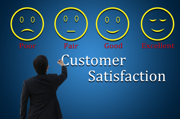 obchodní muž s spokojenosti zákazníků pro hodnocení a analýza konceptu - Fotografie, Obrázek