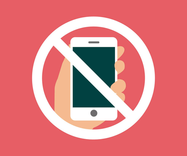 Нет мобильного телефона, мобильный телефон запрещен, векторная иллюстрация логотипа телефона - Вектор,изображение
