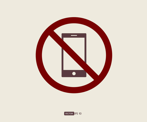 Žádný mobilní telefon, Mobilní telefon zakázán, logo vektoru ilustrace - Vektor, obrázek