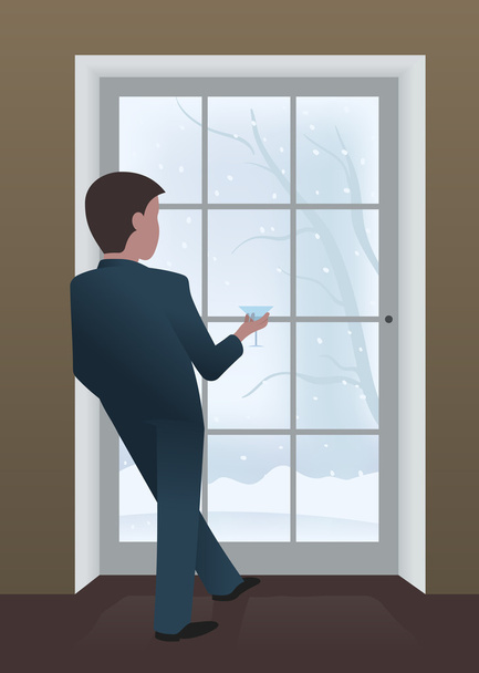 Businessman looking out the window - Vector, Image