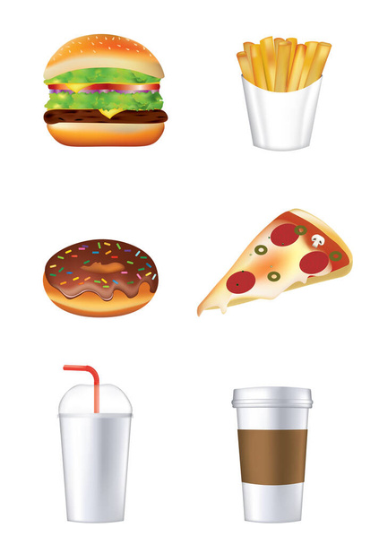 conjunto de fast food. ilustração vetorial
 - Vetor, Imagem