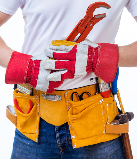 worker with tools belt - Fotoğraf, Görsel