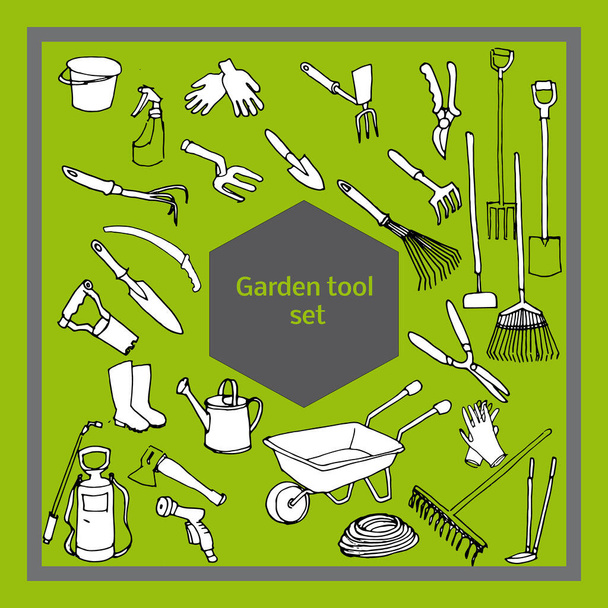 joukko puutarha työkalu doodles
 - Vektori, kuva