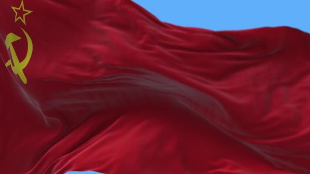 4k Korábbi Szovjetunió zászló lassú ráncok hullámzó szél zökkenőmentes hurok háttér. - Felvétel, videó