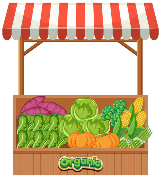 Vendedor de alimentos lleno de verduras orgánicas frescas ilustración
 - Vector, imagen