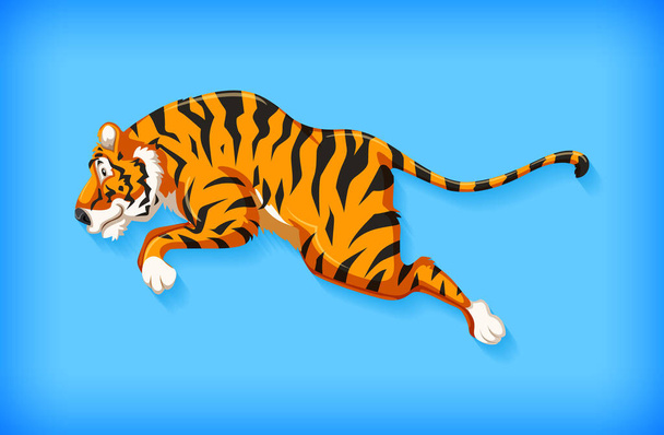 背景色と虎のジャンプイラストと背景テンプレートのデザイン - ベクター画像