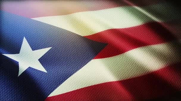 Bandera de Puerto Rico 4k ondeando lentamente de cerca en el fondo del lazo sin costuras del viento
. - Metraje, vídeo