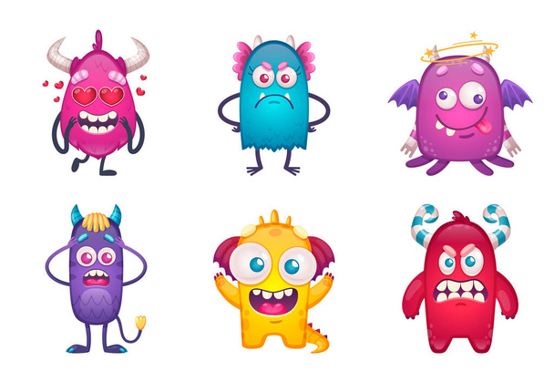 Monsters Emoties Cartoon collectie - Vector, afbeelding