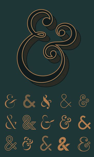 Ampersand, collectie van verschillende design iconen en logo 's. Vectorillustratie EPS 10 - Vector, afbeelding