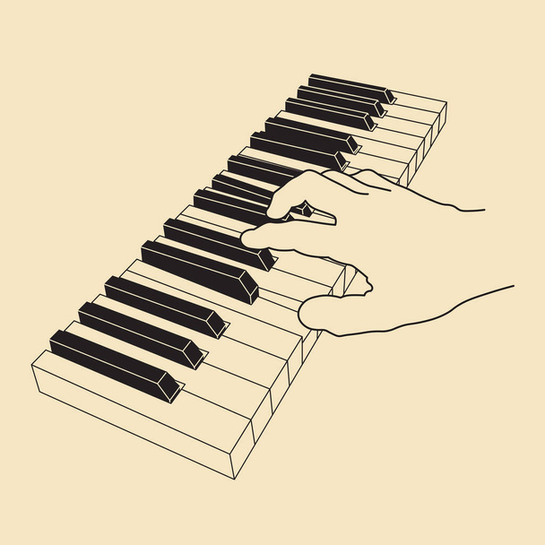 Gra na klawiaturze fortepianu. Uczę się koncepcji muzyki. Ilustracja wektora, EPS 10 - Wektor, obraz