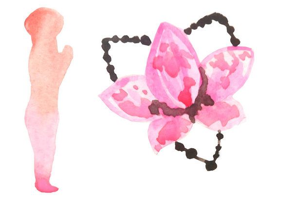 Цветок и силуэт "Йога" тема
 - Фото, изображение