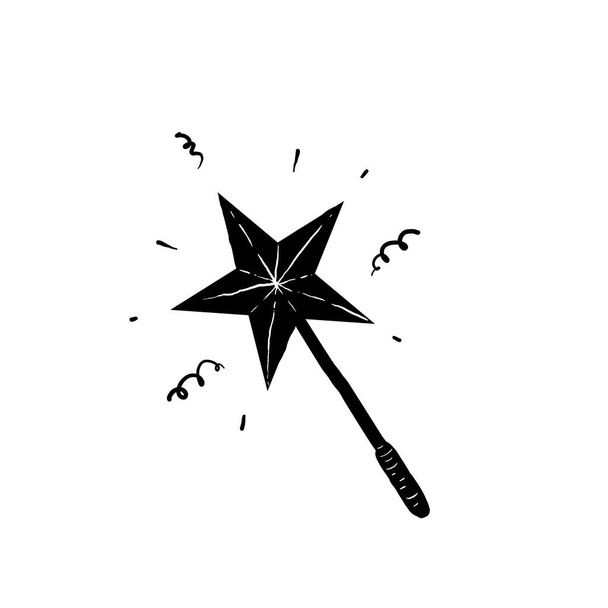 mano dibujado brillo varita mágica ilustración con doodle estilo vector
 - Vector, Imagen