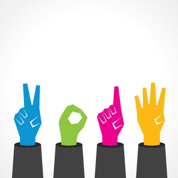 Hands making different signs - Vector, Image