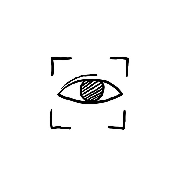 handgetekend netvlies scan herkenning test illustratie doodle - Vector, afbeelding