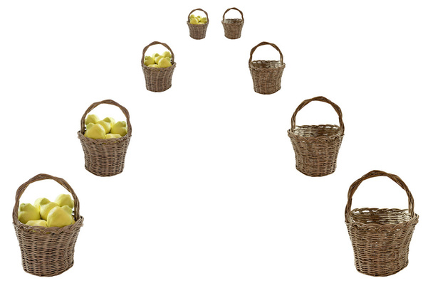 quinces in baskets and empty baskets-perspective - Photo, Image