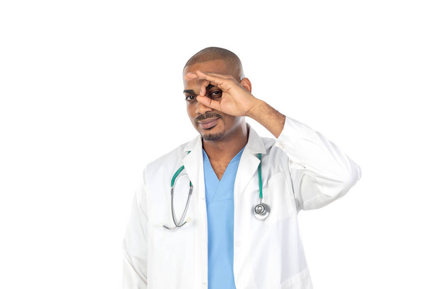 Afrykański lekarz izolowany na białym tle - Zdjęcie, obraz
