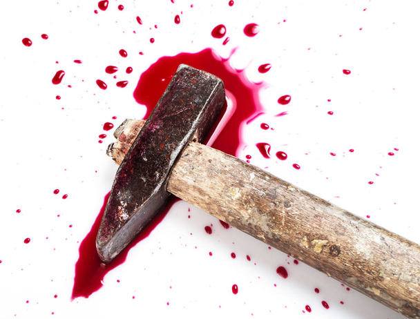 Murder. Red blood on white background - Photo, Image