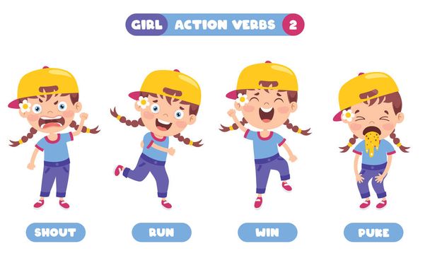 Verbos de ação para educação infantil
 - Vetor, Imagem