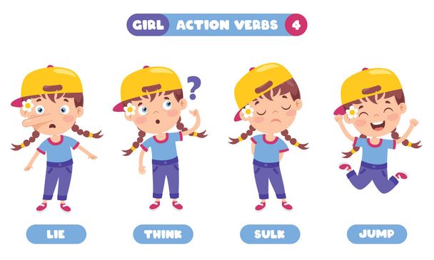 Verbos de ação para educação infantil
 - Vetor, Imagem