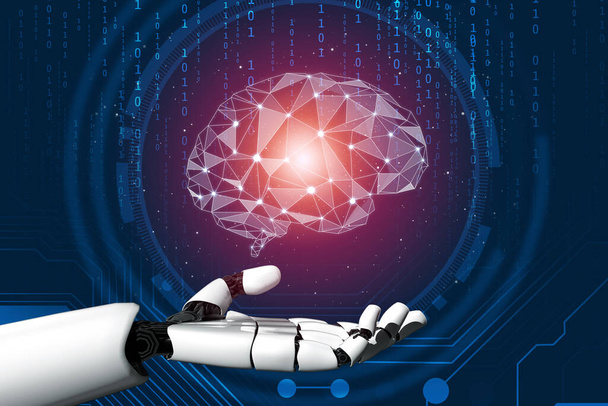 3D Розробка футуристичних технологій роботизації, штучного інтелекту ШІ та концепції машинного навчання. Глобальні дослідження роботизованої біонічної науки для майбутнього людського життя
. - Фото, зображення