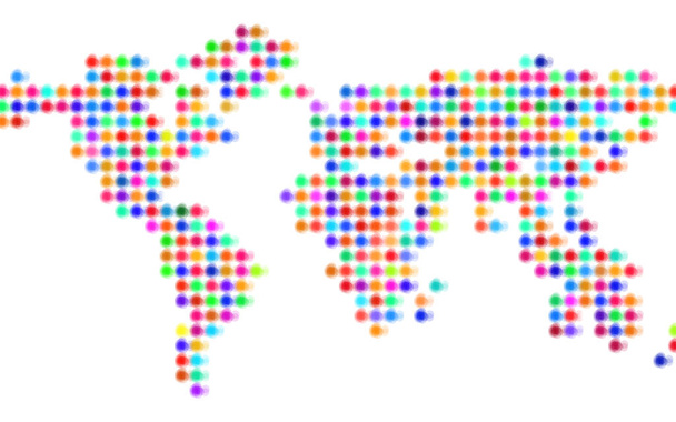 Vector wereldkaart illustratie met kleurrijke cirkels - Vector, afbeelding