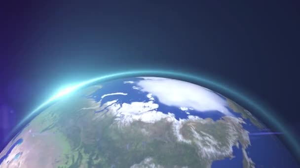 Het wereldsterrenbeeld of de 3D wereldbol vanuit de ruimte in het sterrenveld toont de samenstelling van deze afbeelding gedecoreerd door Nasa. - Video