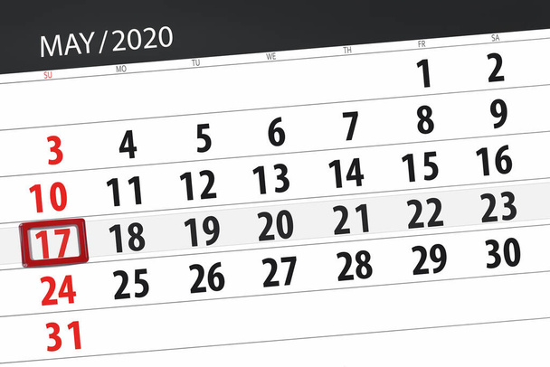 Agenda du mois mai 2020, date butoir, 17, dimanche
. - Photo, image