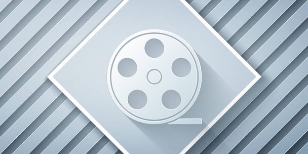 Corte de papel Icono de carrete de película aislado sobre fondo gris. Estilo de arte de papel. Ilustración vectorial - Vector, Imagen
