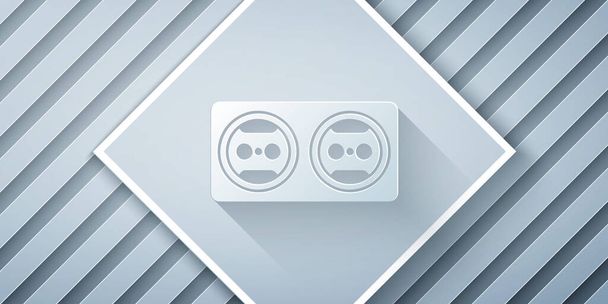Paper cut Electrical outlet icon isolated on grey background. Power socket. Rosette symbol. Paper art style. Vector Illustration - Vector, Image