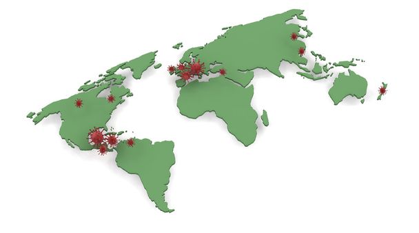 Χάρτης που απεικονίζει τοποθεσίες της εστίας γρίπης των χοίρων h1n1 - Φωτογραφία, εικόνα