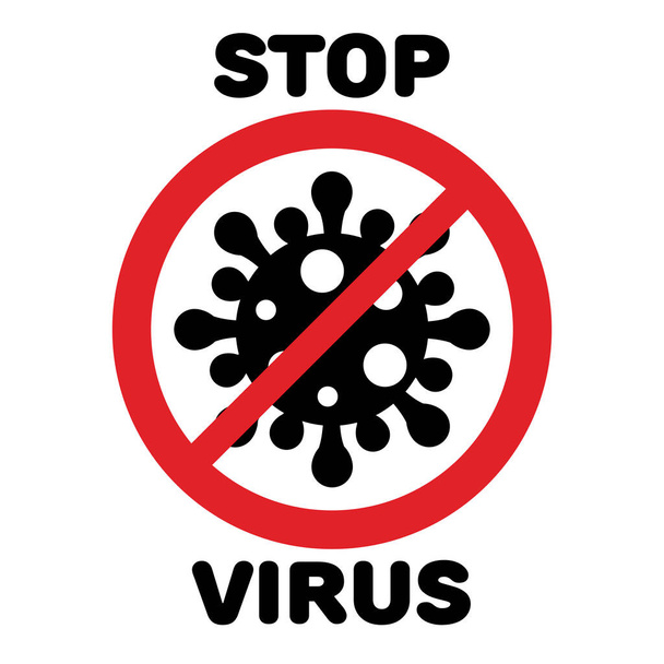 Σταμάτημα εικονιδίου ιού. Πρόληψη του ιού της Κορόνας. Σταματήστε την έννοια του coronavirus. - Διάνυσμα, εικόνα