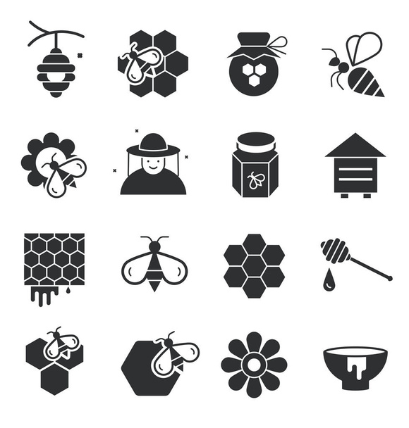Bee and honey vector icons set - Vektor, kép