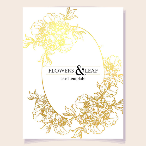 Colored invitation card, vintage style flowers pattern - Διάνυσμα, εικόνα