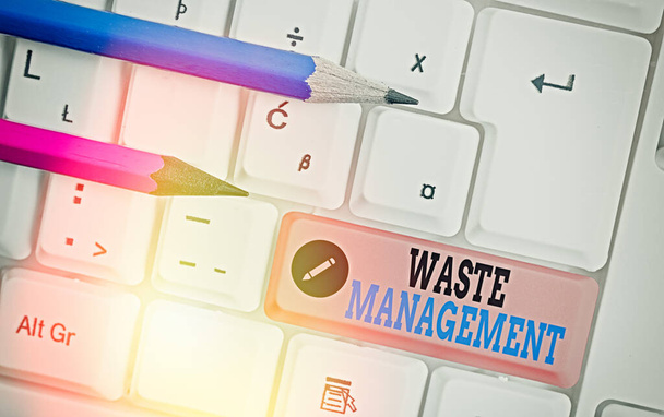 Handwriting text writing Waste Management. Concept meaning actions required manage rubbish inception to final disposal. - Photo, Image