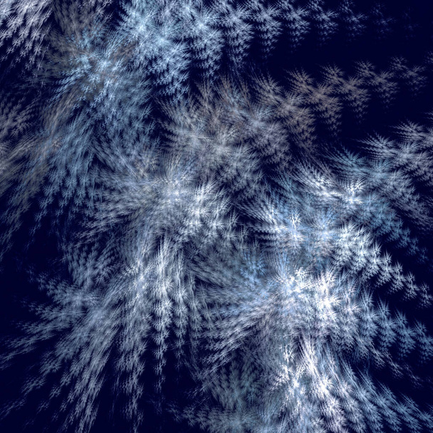 Plumes douces et duveteuses sur fond bleu foncé. Fond fractal abstrait avec fourrure ou plumes. Rendu 3d
. - Photo, image