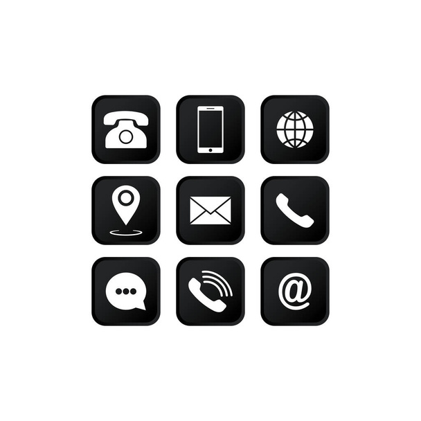 Σύνολο εικονιδίων επικοινωνίας. Τηλέφωνο, κινητό τηλέφωνο, ρετρό τηλέφωνο, τοποθεσία, ταχυδρομείο και web site σύμβολα σε απομονωμένο λευκό φόντο για εφαρμογές, web, app. Διανυσματικό EPS 10 - Διάνυσμα, εικόνα