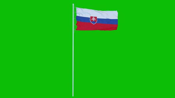 Szlovákia Zászló Waving on wind on green screen or chroma key background. 3D-s renderelés. - Fotó, kép