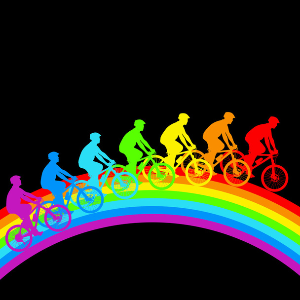 Silhouette d'un cycliste un mâle arc-en-ciel. illustration vectorielle
. - Vecteur, image