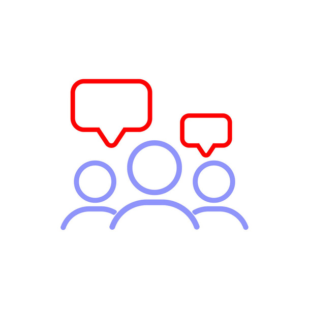 Grupo de equipo de personas hablando línea de iconos o burbujas de habla bajo un grupo de personas en un fondo blanco aislado. EPS 10 vector
. - Vector, Imagen