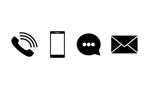 Sada ikon komunikace nastavena. Telefon, mobilní telefon, chat, email pro aplikace, web, aplikace na izolovaném bílém pozadí EPS 10 vektor. - Vektor, obrázek
