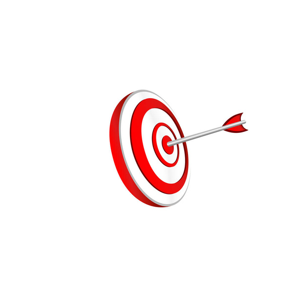 Mission, Zielsymbol oder Geschäftsziel-Logo in rotem Designkonzept auf isoliertem weißem Hintergrund. EPS 10-Vektor - Vektor, Bild