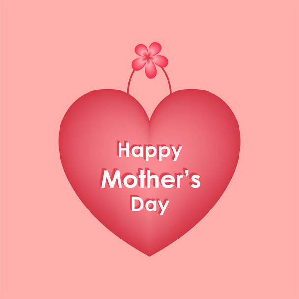 Happy mothers day pink color greetings with heart & 3d text effect template vector.eps - Vektor, kép