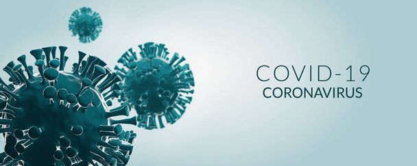 Covid-19 3D illustration info graphic banner of the Coronavirus. Pandemic health danger - Photo, Image