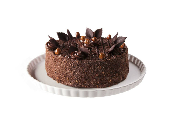 νόστιμο κέικ σοκολάτας απομονώνονται σε λευκό φόντο - Φωτογραφία, εικόνα