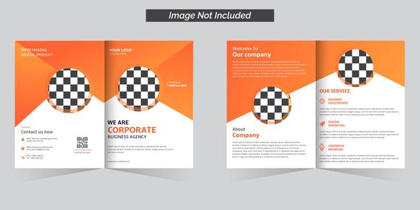 Corporate business agency bifold brochure vector template design - Vector, Image
