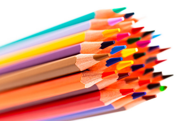 color pencils on a white background, macro, isolate - Фото, зображення
