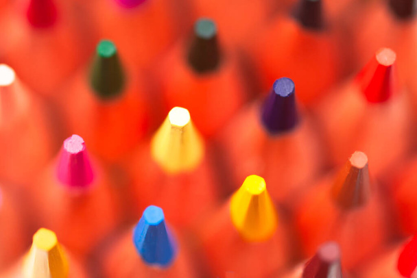 the tips of colored pencils, macro - Φωτογραφία, εικόνα