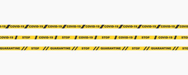 Set of strips of quarantine.  Warning coronavirus quarantine yellow stripes.  Vector illustration. - Vector, Image
