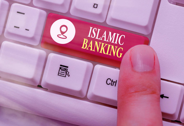 Texto de escritura Banca islámica. Concepto que significa sistema bancario basado en los principios de la ley islámica
. - Foto, imagen