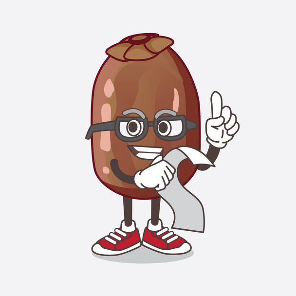 Een illustratie van Date Fruit cartoon mascotte karakter met een menu - Vector, afbeelding